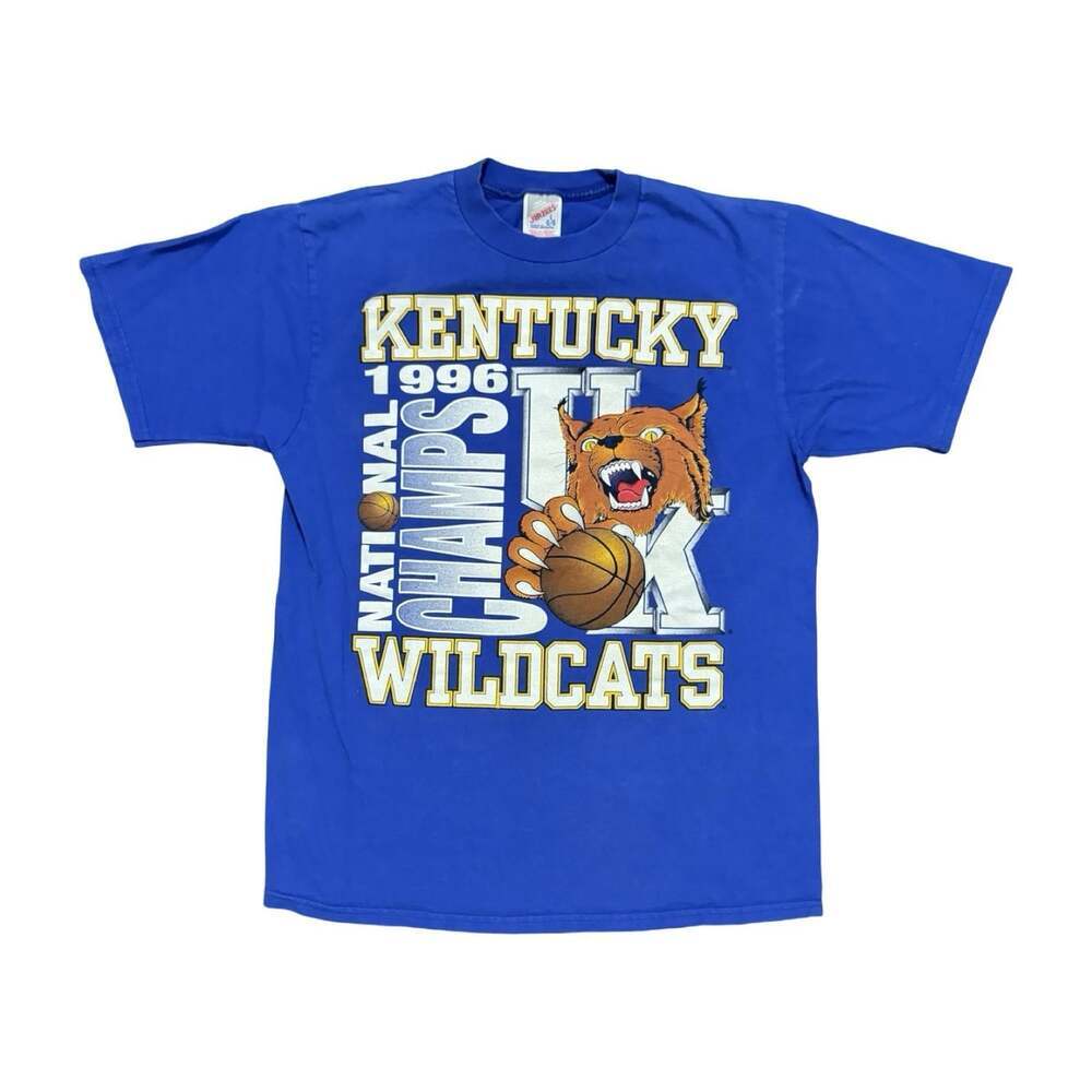 Rare Vintage 90's UK Kentucky Wildcats 1996 NCAA Champions T-Shirt Adult Large